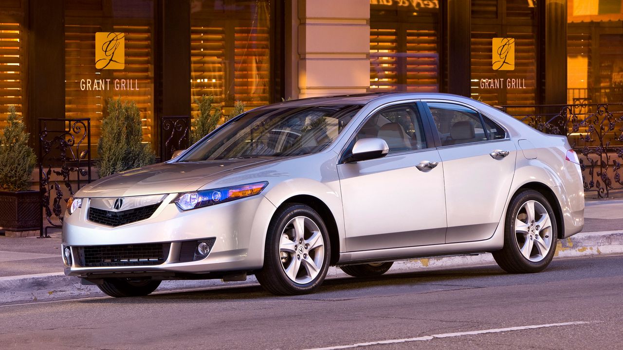 Wallpaper acura, tsx, 2008, silver metallic, side view, style, cars, street, building, asphalt