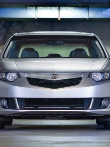 Preview wallpaper acura, tsx, 2008, gray metallic, front view, style, cars, parking