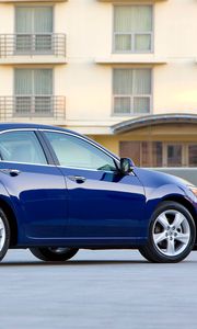 Preview wallpaper acura, tsx, 2008, blue, side view, style, auto, home, asphalt