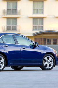 Preview wallpaper acura, tsx, 2008, blue, side view, style, auto, home, asphalt