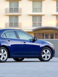 Preview wallpaper acura, tsx, 2008, blue, side view, style, auto, home, asphalt