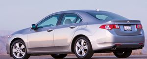 Preview wallpaper acura, tsx, 2008, silver metallic, side view, style, cars, sky