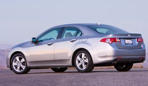 Preview wallpaper acura, tsx, 2008, silver metallic, side view, style, cars, sky