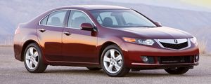 Preview wallpaper acura, tsx, 2008, red, side view, style, cars, mountains, asphalt