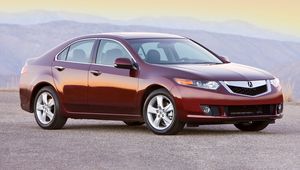 Preview wallpaper acura, tsx, 2008, red, side view, style, cars, mountains, asphalt