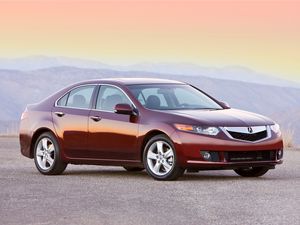 Preview wallpaper acura, tsx, 2008, red, side view, style, cars, mountains, asphalt