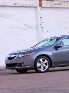 Preview wallpaper acura, tsx, 2008, metallic gray, side view, style, cars, walls, asphalt