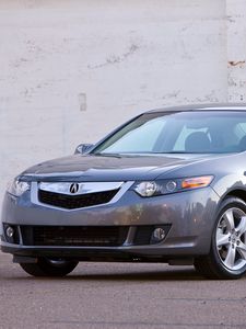 Preview wallpaper acura, tsx, 2008, gray, front view, style, cars, asphalt