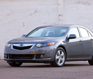 Preview wallpaper acura, tsx, 2008, gray, front view, style, cars, asphalt