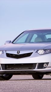 Preview wallpaper acura, tsx, 2008, silver metallic, front view, style, cars, sky