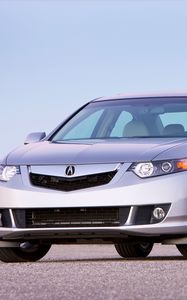 Preview wallpaper acura, tsx, 2008, silver metallic, front view, style, cars, sky