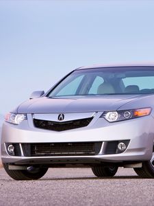 Preview wallpaper acura, tsx, 2008, silver metallic, front view, style, cars, sky