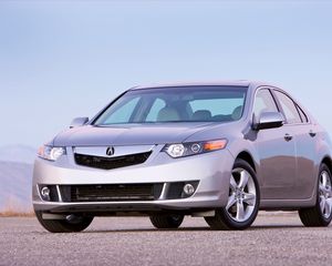 Preview wallpaper acura, tsx, 2008, silver metallic, front view, style, cars, sky