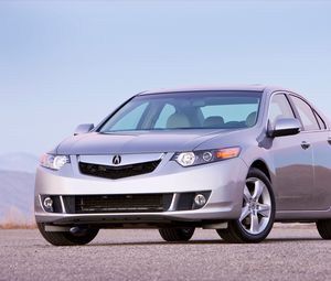 Preview wallpaper acura, tsx, 2008, silver metallic, front view, style, cars, sky