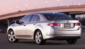 Preview wallpaper acura, tsx, 2008, silver metallic, side view, style, cars, bridges, lights, asphalt