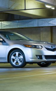 Preview wallpaper acura, tsx, 2008, silver metallic, side view, style, cars, building