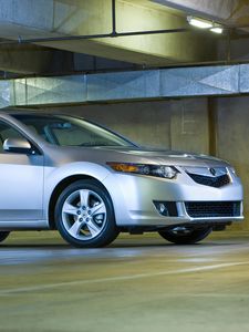 Preview wallpaper acura, tsx, 2008, silver metallic, side view, style, cars, building
