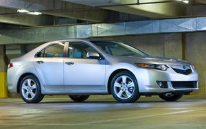 Preview wallpaper acura, tsx, 2008, silver metallic, side view, style, cars, building