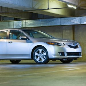 Preview wallpaper acura, tsx, 2008, silver metallic, side view, style, cars, building