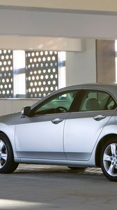 Preview wallpaper acura, tsx, 2008, silver metallic, side view, style, cars, building