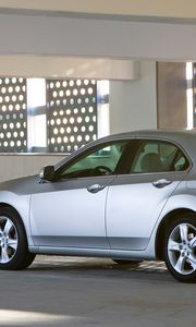 Preview wallpaper acura, tsx, 2008, silver metallic, side view, style, cars, building