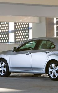 Preview wallpaper acura, tsx, 2008, silver metallic, side view, style, cars, building
