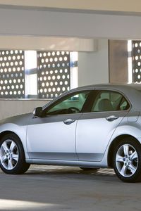 Preview wallpaper acura, tsx, 2008, silver metallic, side view, style, cars, building