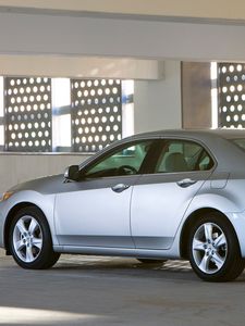 Preview wallpaper acura, tsx, 2008, silver metallic, side view, style, cars, building