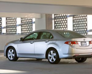 Preview wallpaper acura, tsx, 2008, silver metallic, side view, style, cars, building