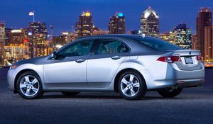 Preview wallpaper acura, tsx, 2008, silver metallic, side view, style, cars, sky, city, lights, asphalt