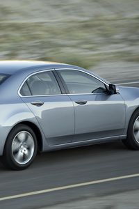 Preview wallpaper acura, tsx, 2010, metallic gray, side view, style, cars, speed, nature, asphalt