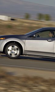Preview wallpaper acura, tsx, 2010, metallic gray, side view, style, cars, speed, nature, road