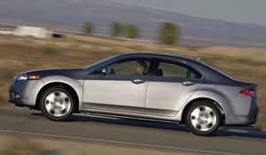 Preview wallpaper acura, tsx, 2010, metallic gray, side view, style, cars, speed, nature, road