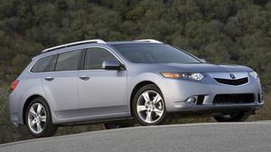 Preview wallpaper acura, tsx, 2010, metallic gray, side view, style, cars, trees, asphalt