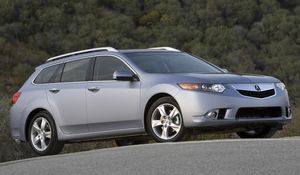 Preview wallpaper acura, tsx, 2010, metallic gray, side view, style, cars, trees, asphalt