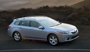 Preview wallpaper acura, tsx, 2010, blue metallic, top view, style, cars, nature, mountains, rays sun