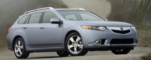 Preview wallpaper acura, tsx, 2010, blue, side view, style, cars, nature, shrubs, trees