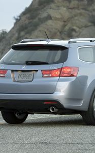 Preview wallpaper acura, tsx, 2010, blue metallic, rear view, style, cars, nature, asphalt