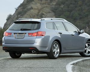 Preview wallpaper acura, tsx, 2010, blue metallic, rear view, style, cars, nature, asphalt