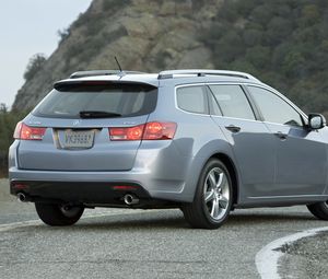 Preview wallpaper acura, tsx, 2010, blue metallic, rear view, style, cars, nature, asphalt