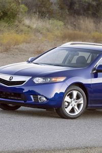 Preview wallpaper acura, tsx, 2010, blue, side view, style, cars, nature, grass, asphalt