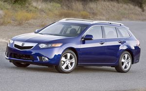 Preview wallpaper acura, tsx, 2010, blue, side view, style, cars, nature, grass, asphalt