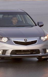 Preview wallpaper acura, tsx, 2010, gray metallic, front view, style, cars, wet asphalt