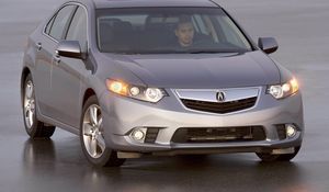 Preview wallpaper acura, tsx, 2010, gray metallic, front view, style, cars, wet asphalt