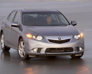 Preview wallpaper acura, tsx, 2010, gray metallic, front view, style, cars, wet asphalt