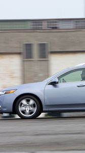 Preview wallpaper acura, tsx, 2010, blue, side view, style, cars, speed, building