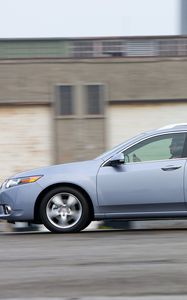 Preview wallpaper acura, tsx, 2010, blue, side view, style, cars, speed, building