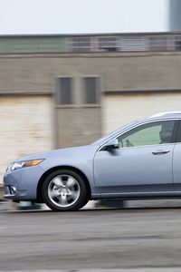 Preview wallpaper acura, tsx, 2010, blue, side view, style, cars, speed, building