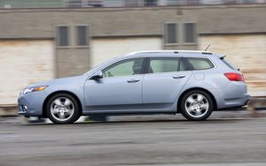 Preview wallpaper acura, tsx, 2010, blue, side view, style, cars, speed, building