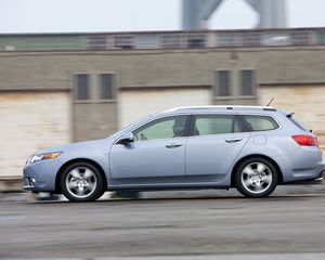 Preview wallpaper acura, tsx, 2010, blue, side view, style, cars, speed, building